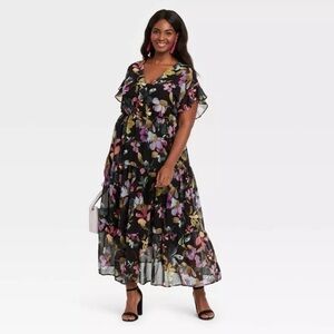 Ava & Viv floral tiered maxi dress 1X